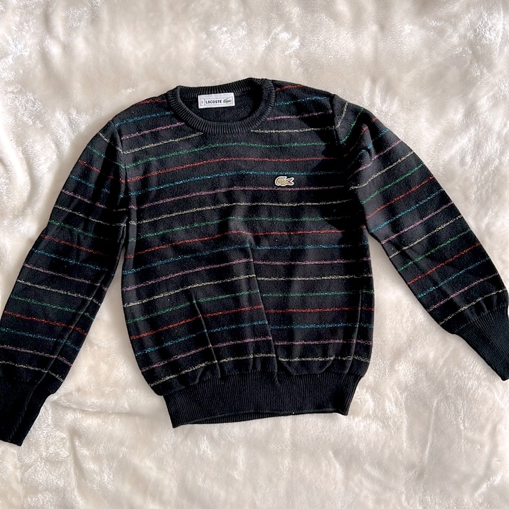Lacoste Girls Metallic Striped Sweater Size 8